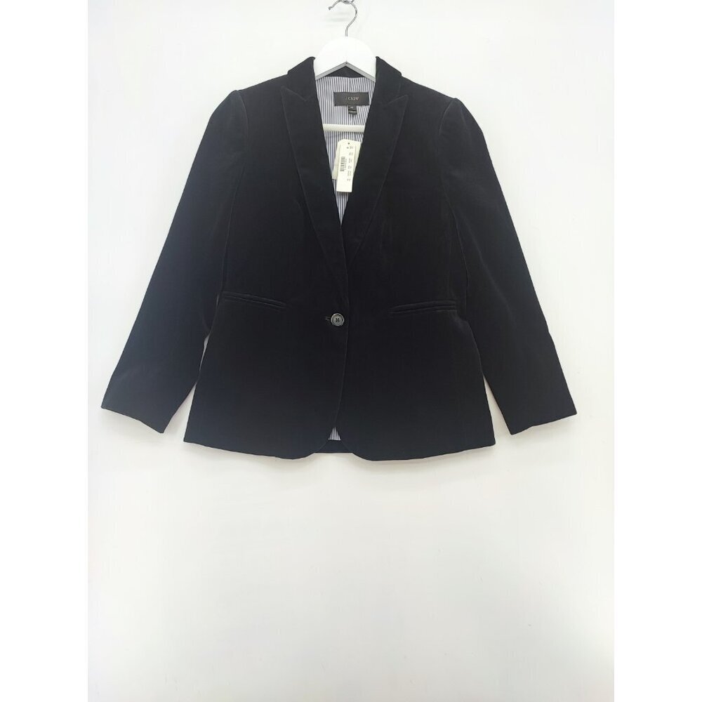 J. Crew Parke Women’s Black Velvet One Button Blazer Petite Size 4P NWT